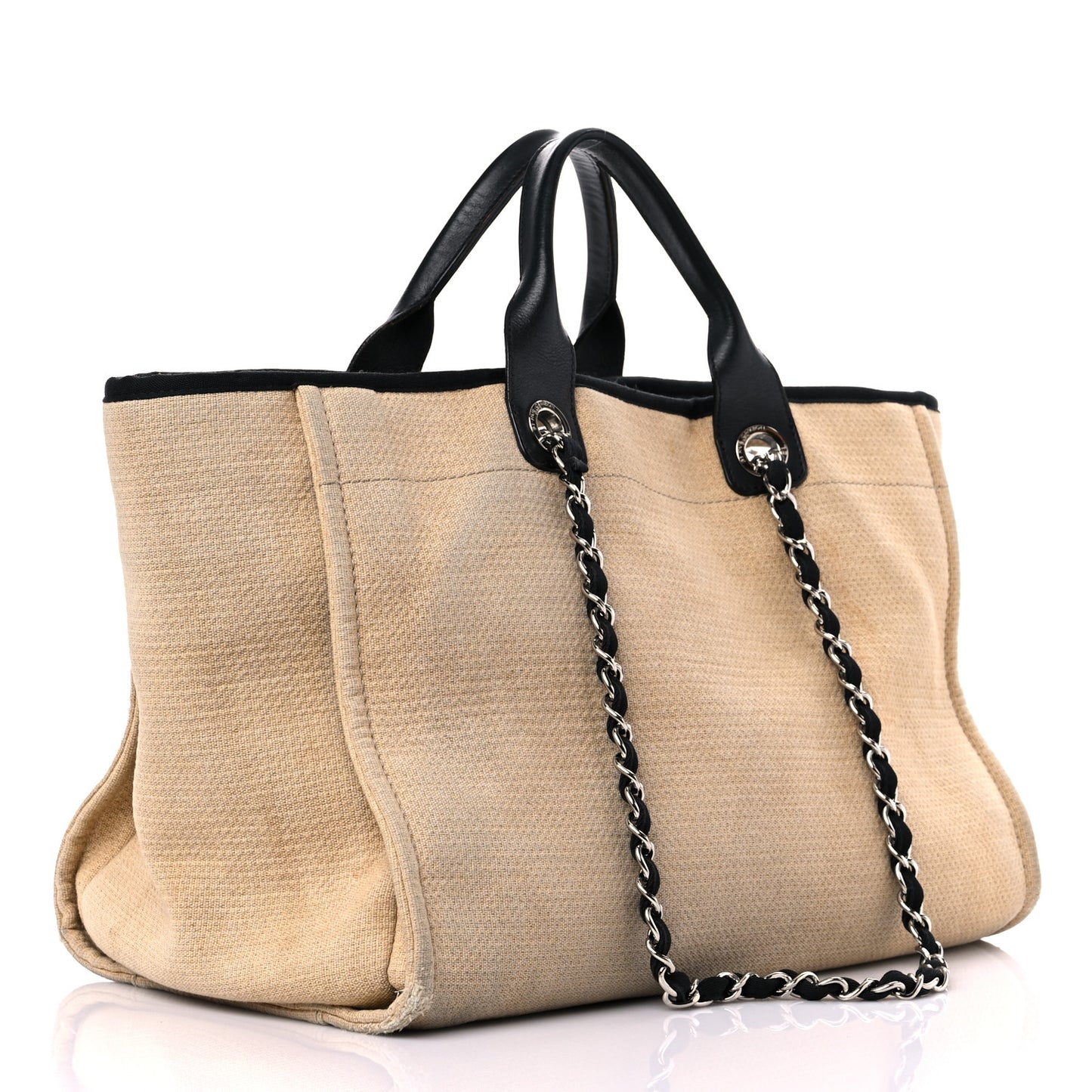 Canvas Medium Deauville Tote Beige Black