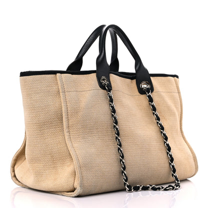 Chanel Canvas Medium Deauville Tote Beige Black 3 of 22