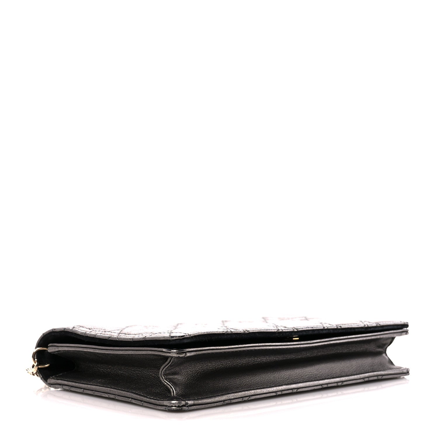 Christian Dior Metallic Calfskin Cannage Lady Dior Convertible Clutch Gunmetal 5 of 16