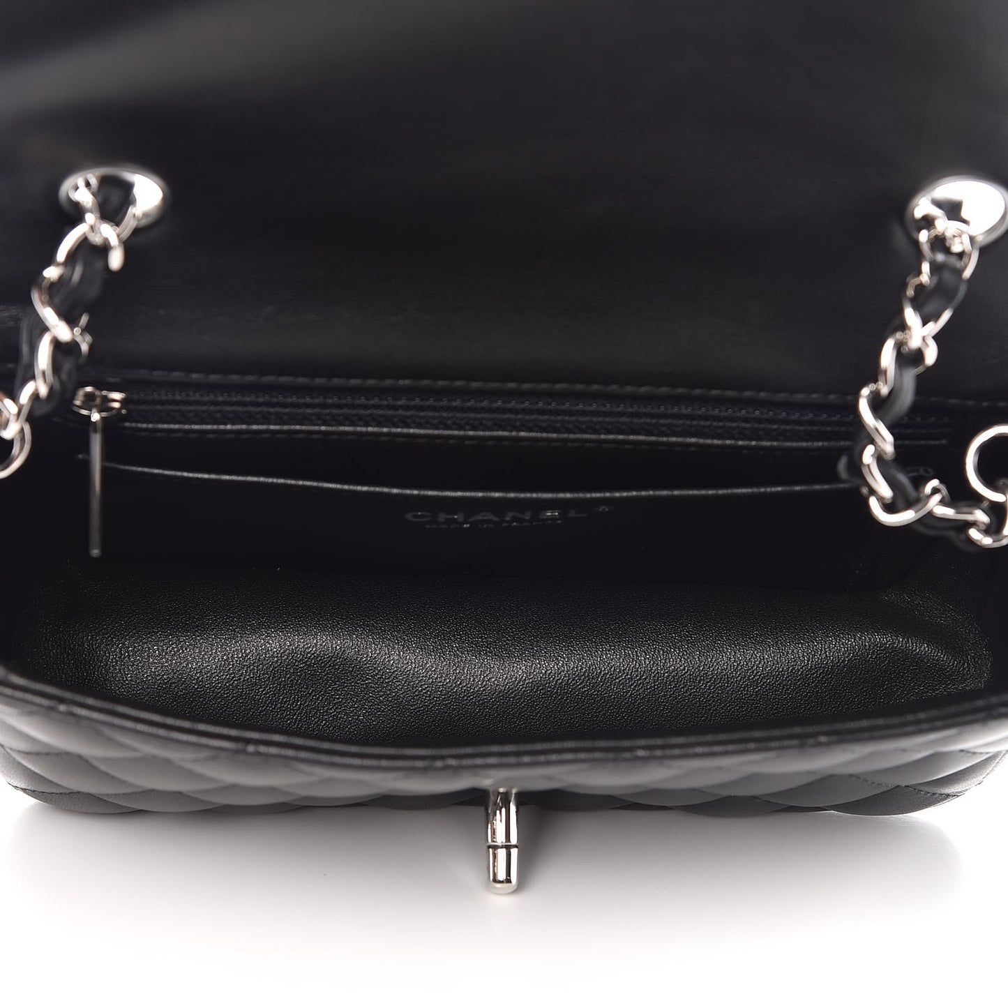 Lambskin Quilted Mini Rectangular Flap Black