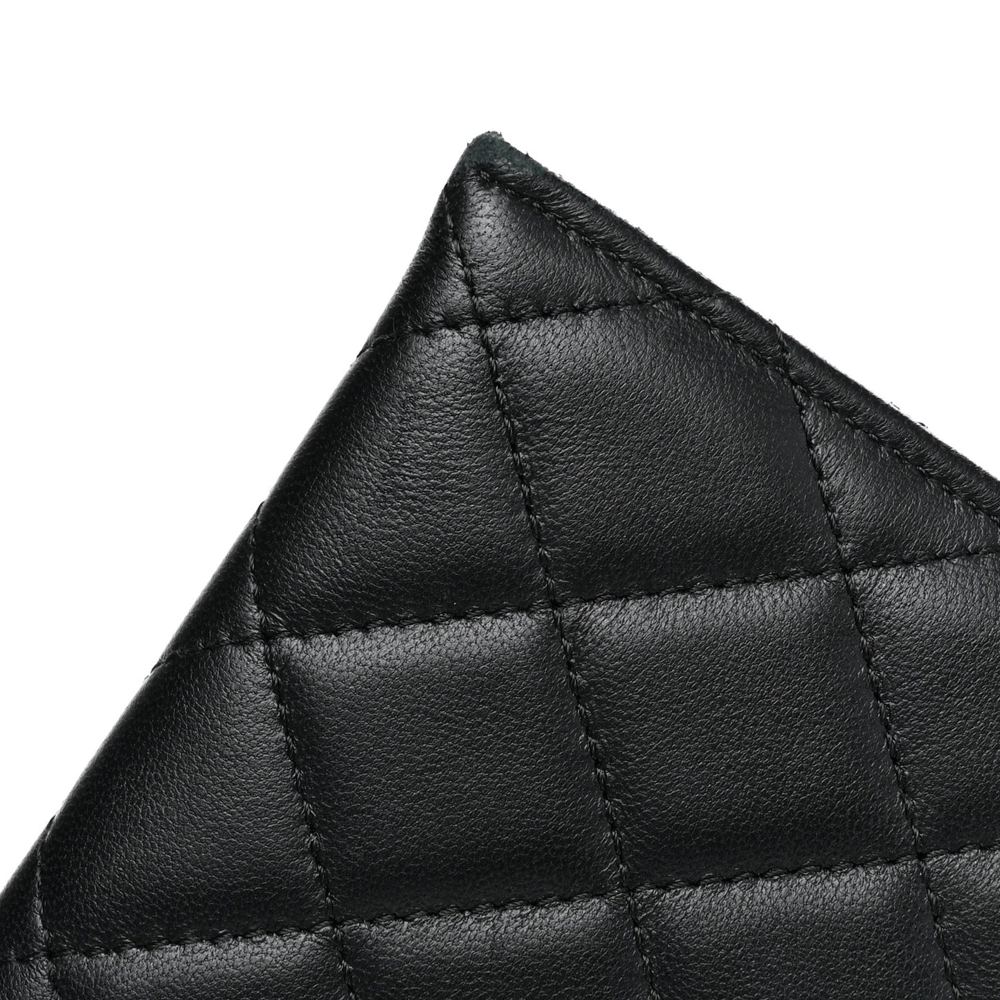 Lambskin Quilted Classic Zip Pouch Black
