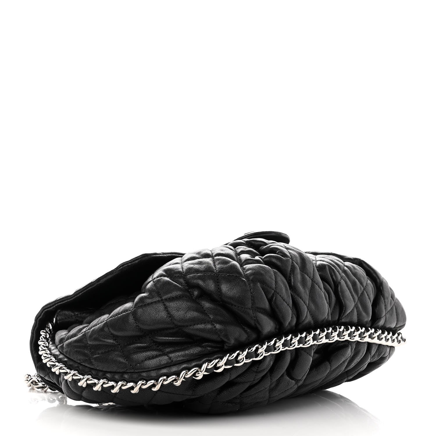 Chanel Washed Lambskin Quilted Large Chain Around Messenger Black 4 of 11