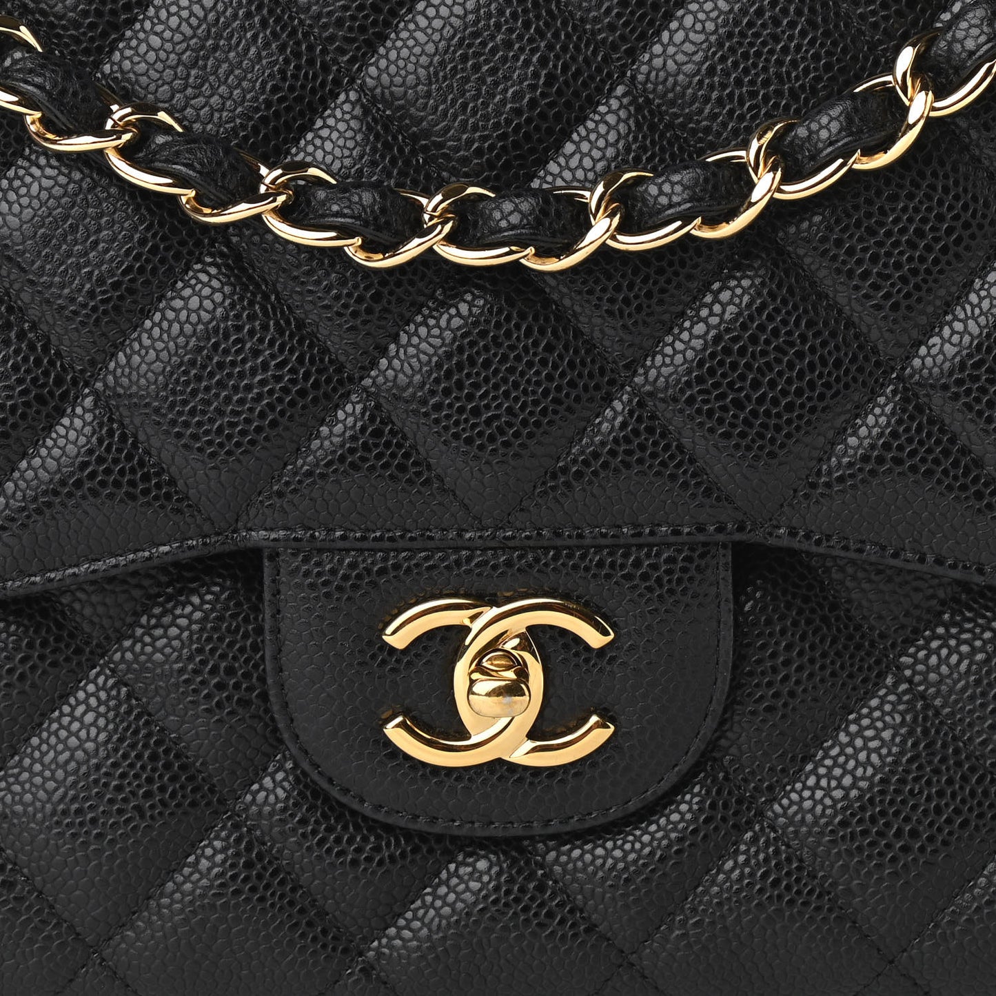 Caviar Quilted Jumbo Double Flap Black