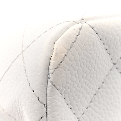 Chanel Caviar Quilted Medium Double Flap Bijoux Chain White 12 of 17