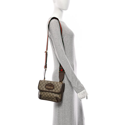 Gucci GG Supreme Monogram Web Small Neo Vintage Double Flap Messenger Bag Beige New Acero 2 of 11