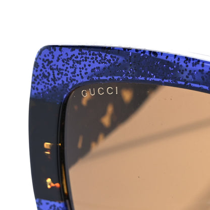 Gucci Square Frame GG0083S Sunglasses Glitter Blue Havana Brown 7 of 8