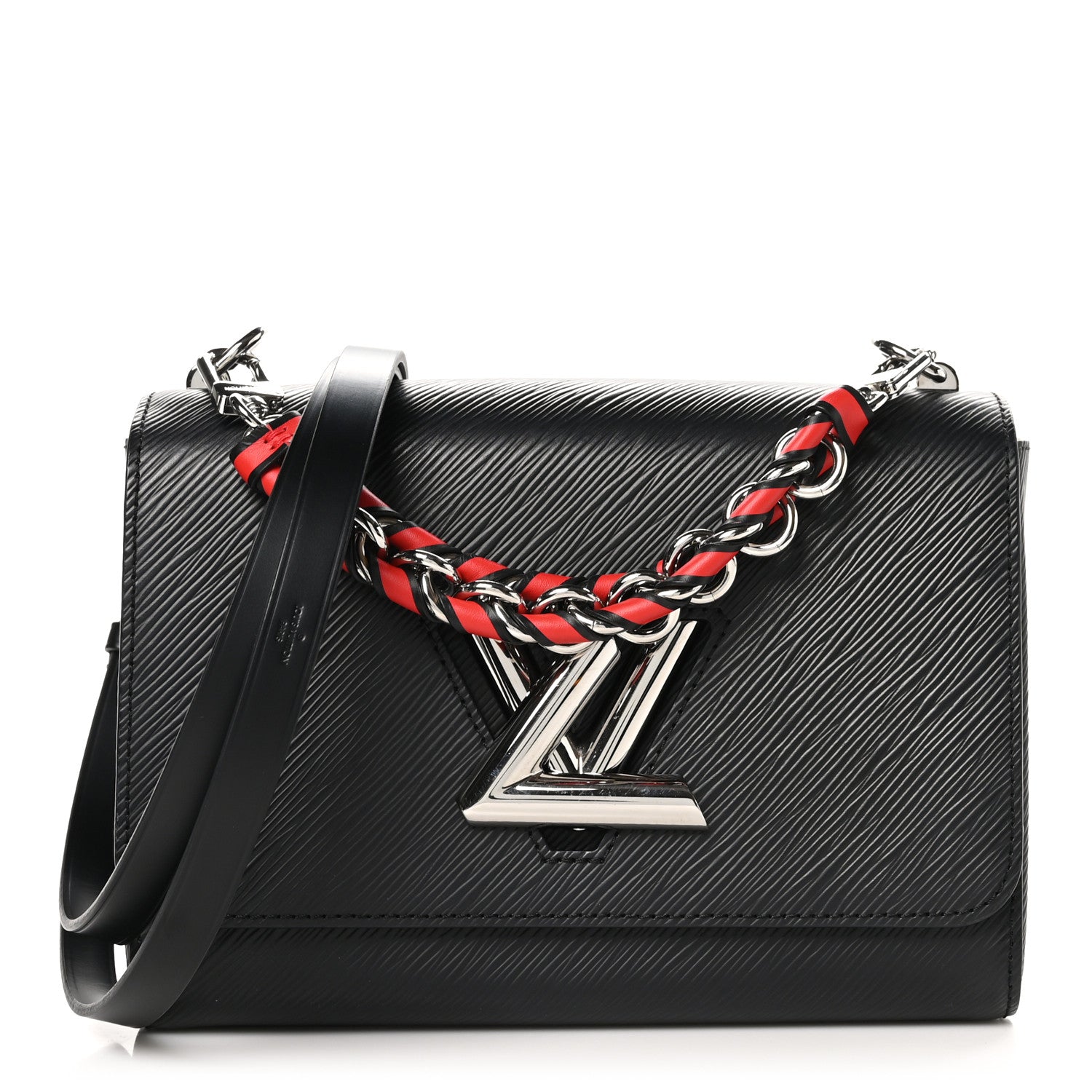 Louis Vuitton Epi Twist Braided Strap Shoulder Bag MM Black Red 1 of 11