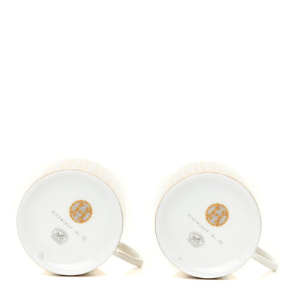 Hermes Porcelain Mosaique Au 24 Gold Coffee Cup and Saucer Set of 2 5 of 10
