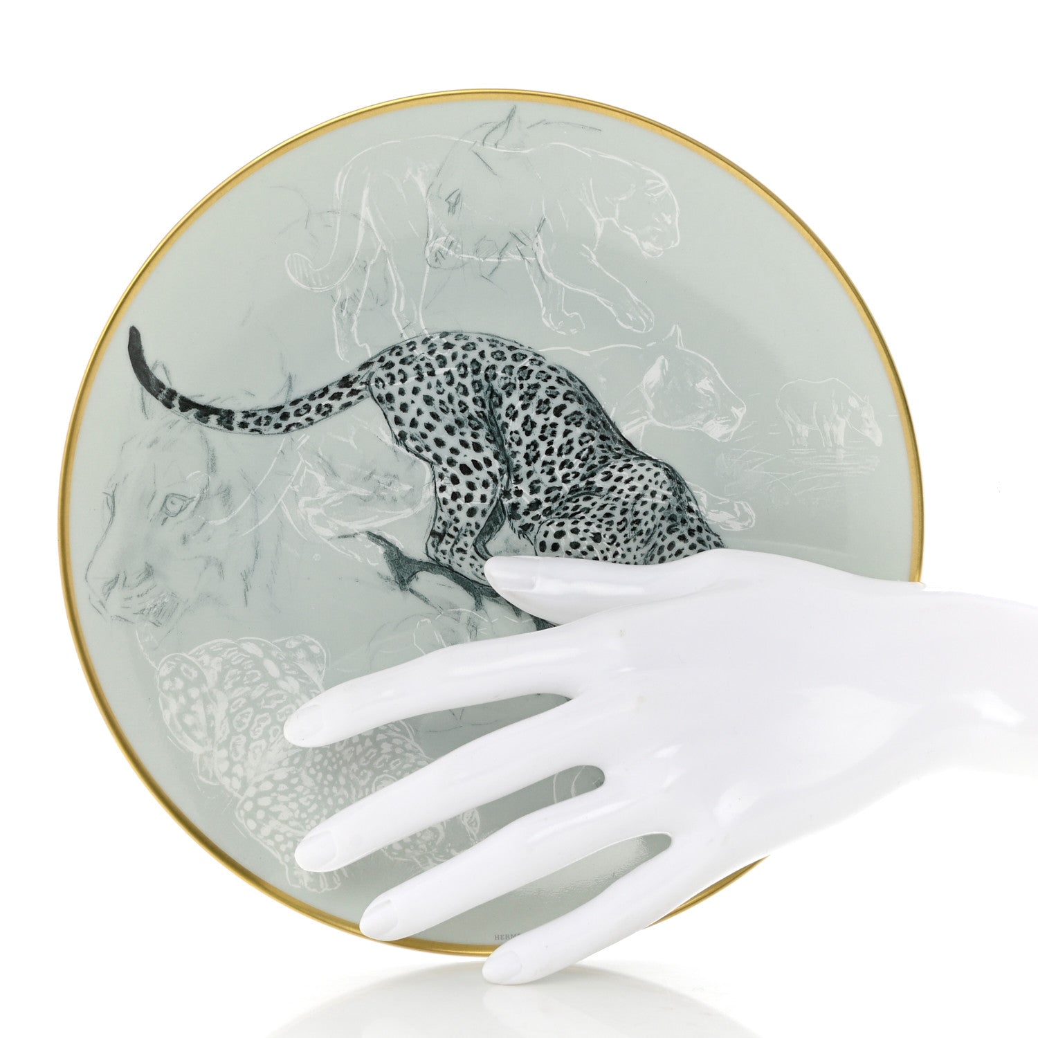 Hermes Porcelain Carnets D'Equateur Jaguar Dessert Plate 2 of 5