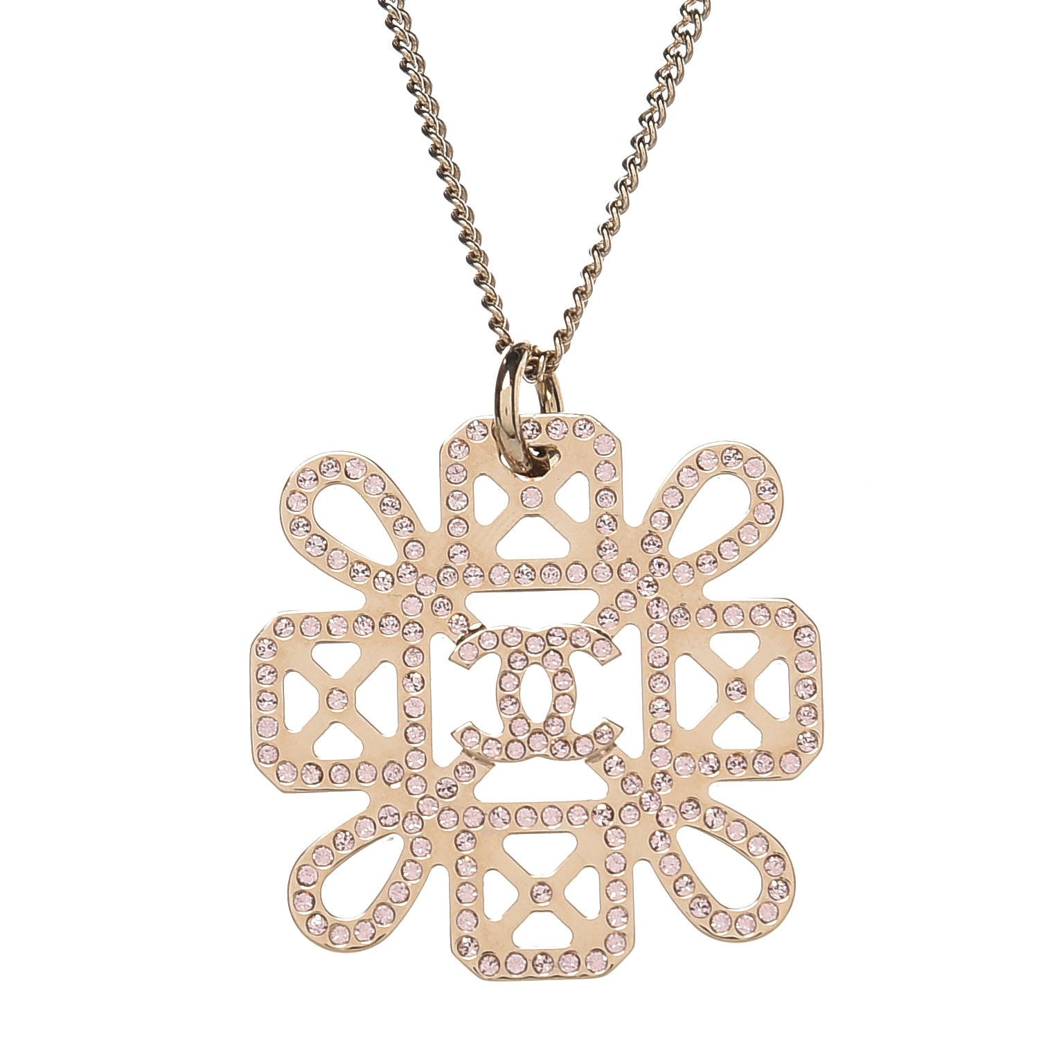 Chanel Crystal CC Necklace Light Gold 3 of 6