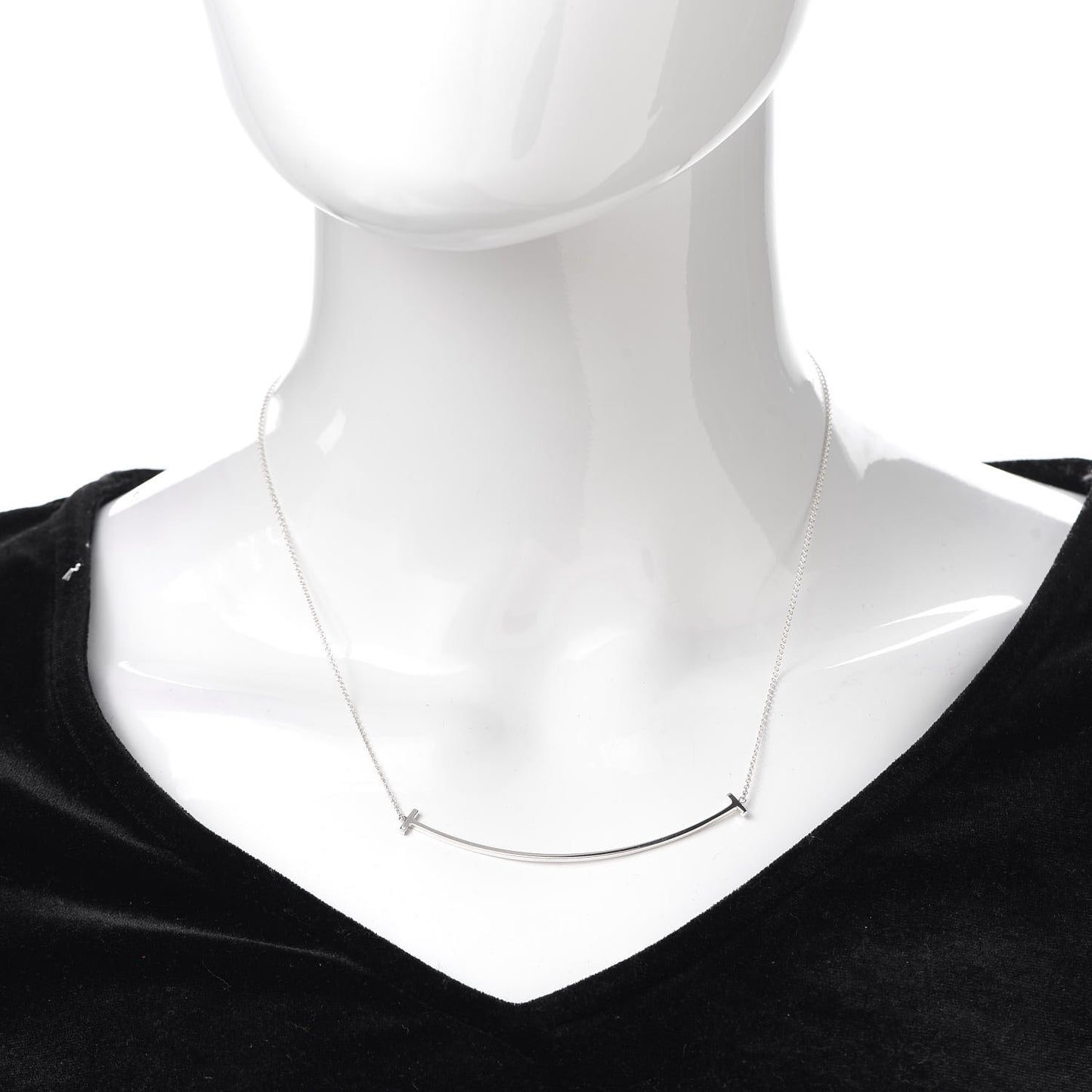 Sterling Silver Large T Smile Pendant Necklace