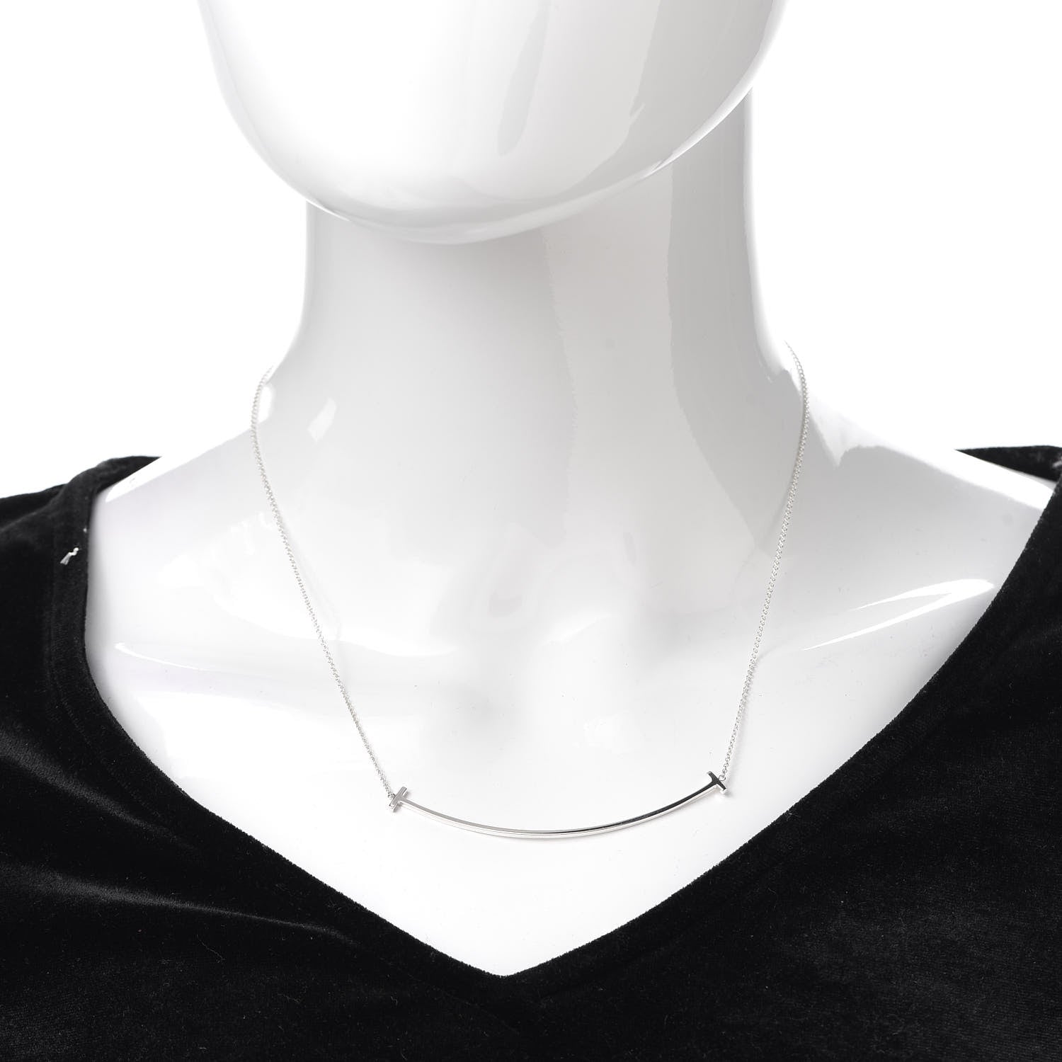Tiffany Sterling Silver Large T Smile Pendant Necklace 2 of 6
