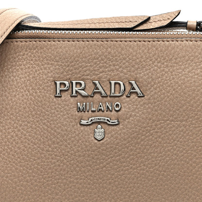 Prada Vitello Daino Double Zip Crossbody Bag Cammeo 8 of 10