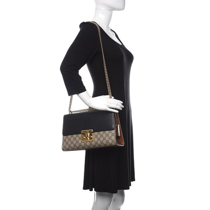 Gucci GG Supreme Monogram Calfskin Medium Padlock Shoulder Bag Beige Black Cuir 2 of 14