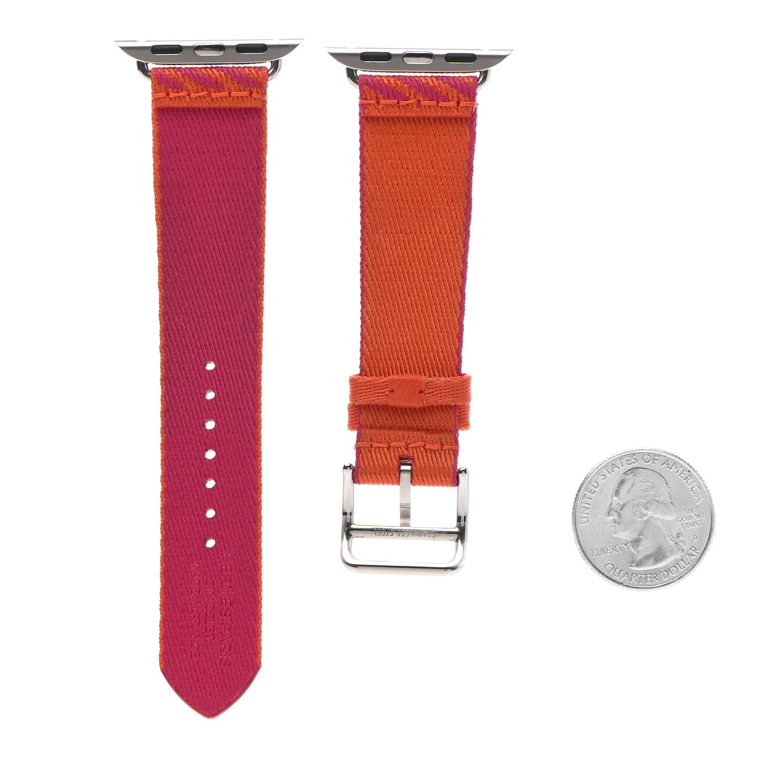 Hermes Nylon Weave Apple Watch Single Tour Band 40mm Orange Rose Mexico 2 of 4