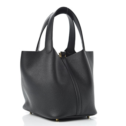 Hermes Taurillon Clemence Picotin Lock 22 MM Black 3 of 11