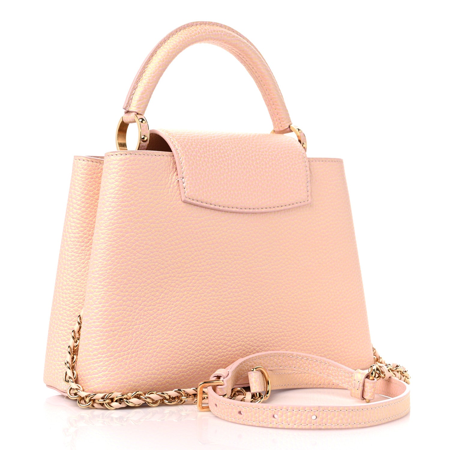 Louis Vuitton Metallic Taurillon Seashell Capucines BB Pink Yellow 3 of 8