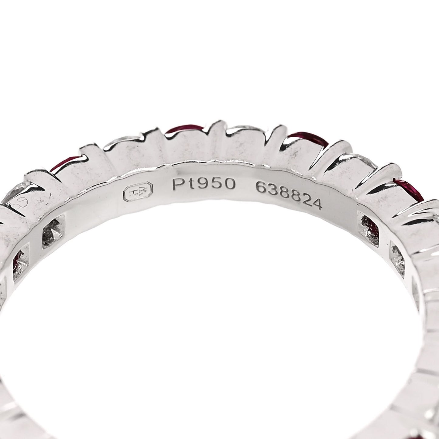 Platinum Diamond Ruby Prong Set Wedding Band Ring 53 6.25