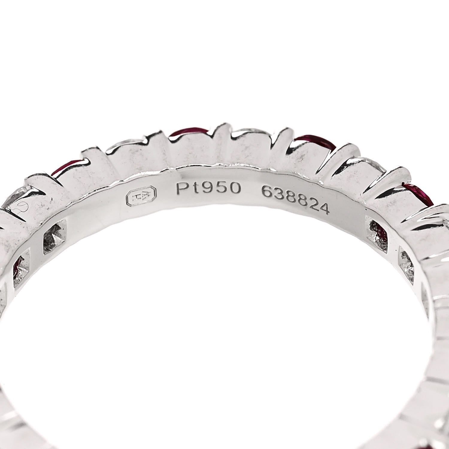 Harry Winston Platinum Diamond Ruby Prong Set Wedding Band Ring 53 6.25 4 of 4