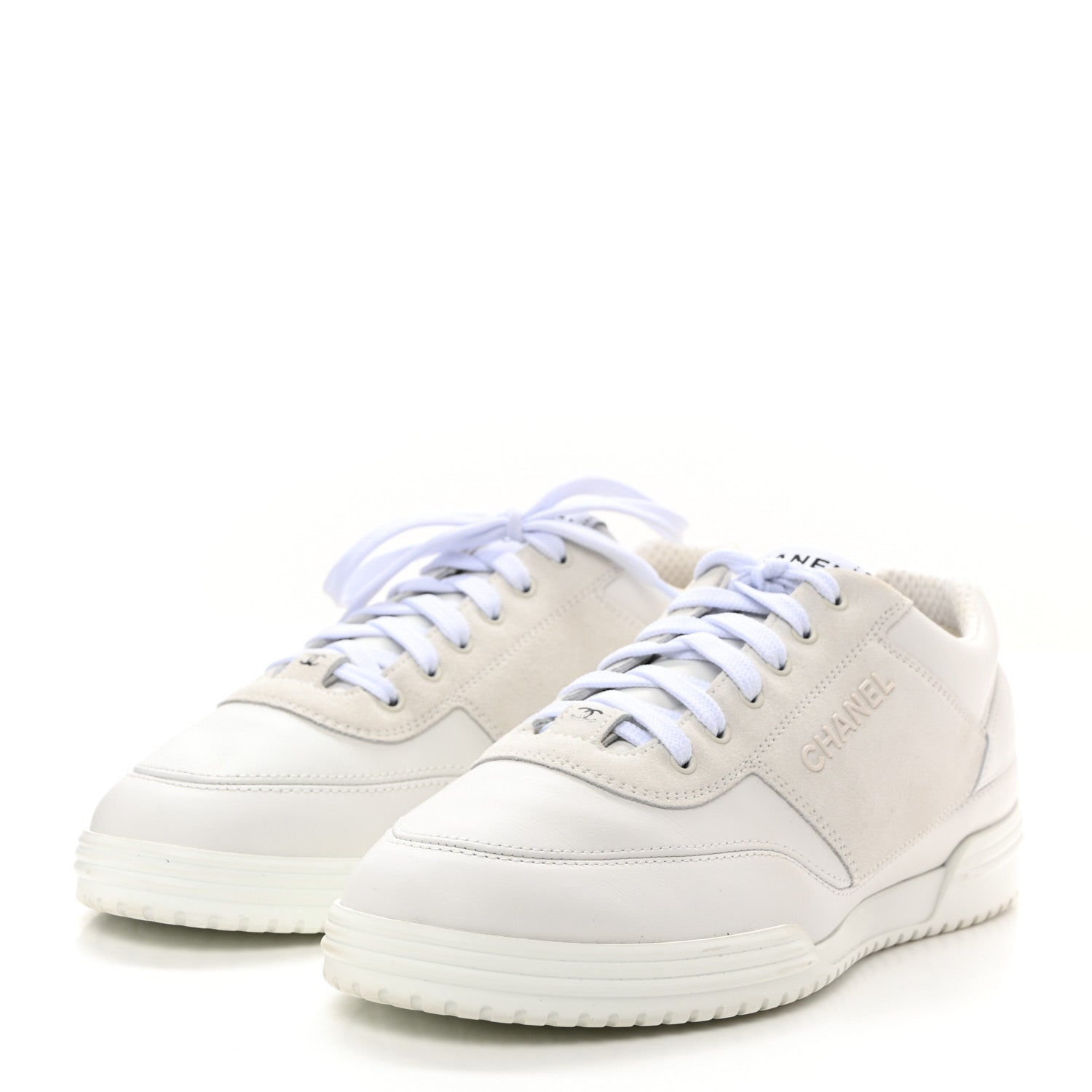 Chanel Calfskin Suede Coco Mark Logo Womens Sneakers 39 White 4 of 10