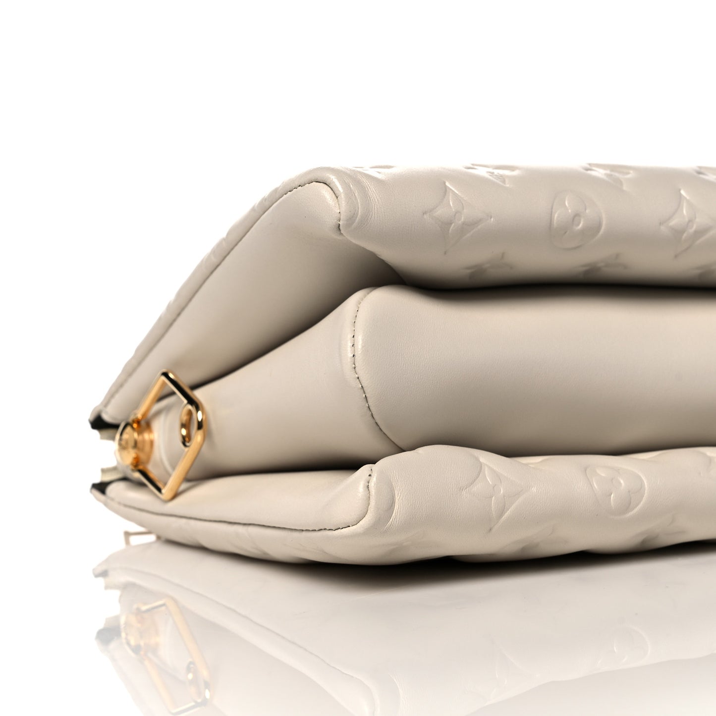 Lambskin Embossed Monogram Coussin PM Beige Cream
