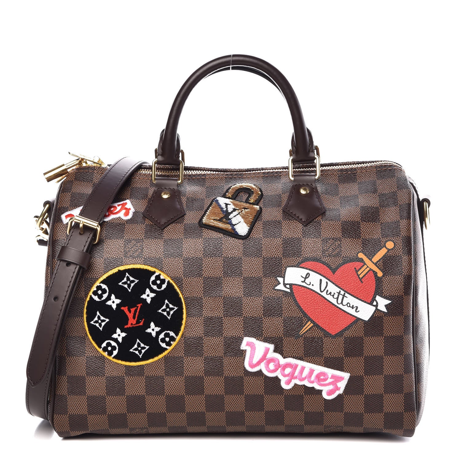 Louis Vuitton Damier Ebene Patches Speedy Bandouliere 30 1 of 10
