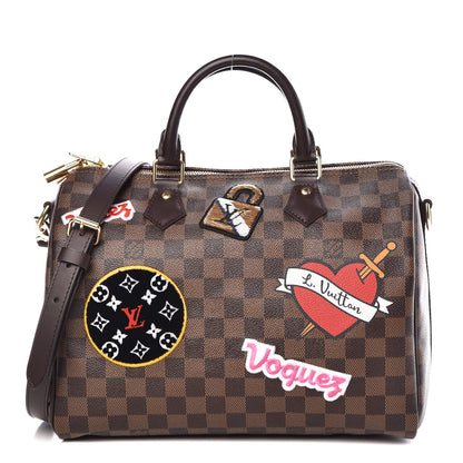 Louis Vuitton Damier Ebene Patches Speedy Bandouliere 30 1 of 10