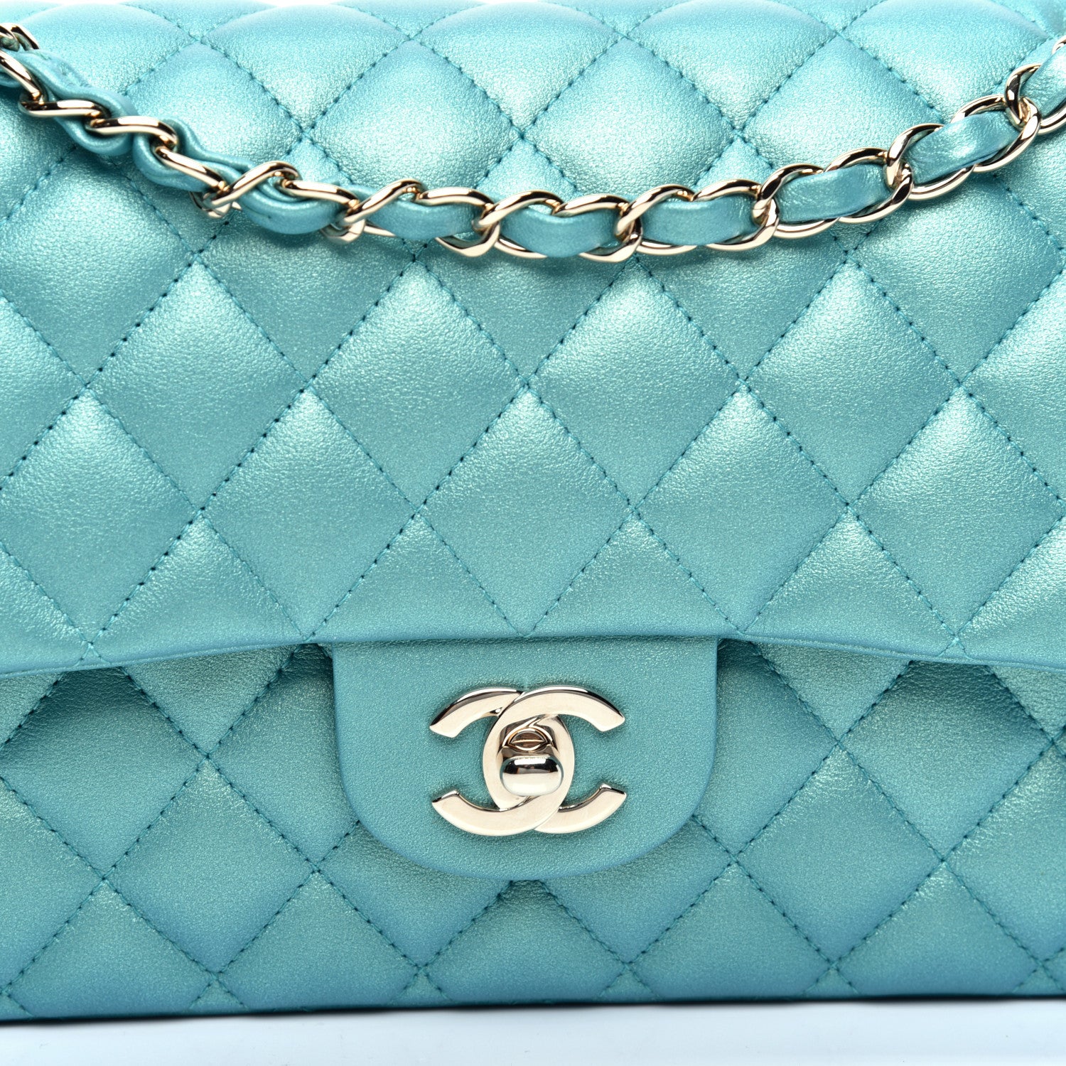 Chanel Iridescent Calfskin Quilted Medium Double Flap Green 10 of 11