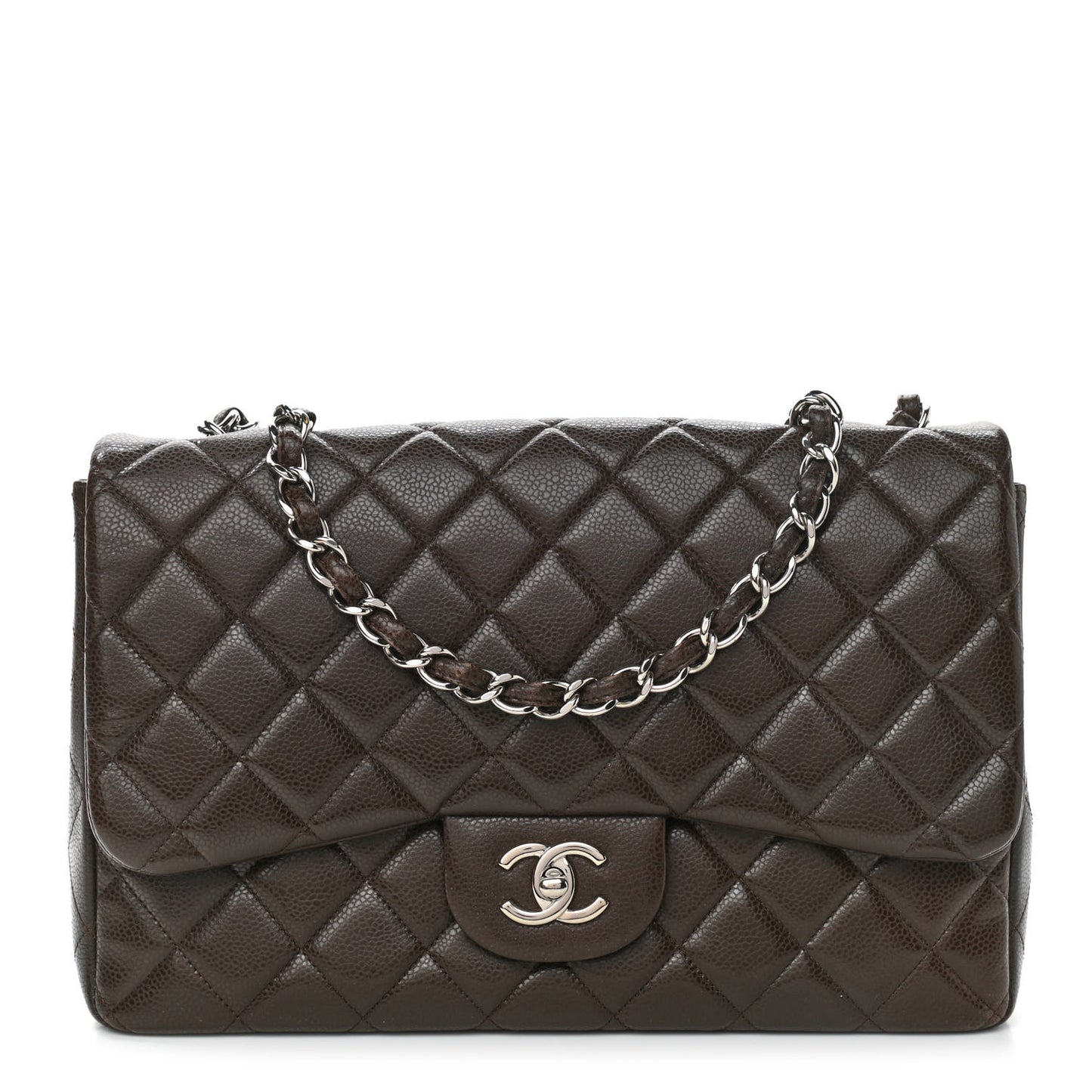 Caviar Quilted Jumbo Single Flap Brown