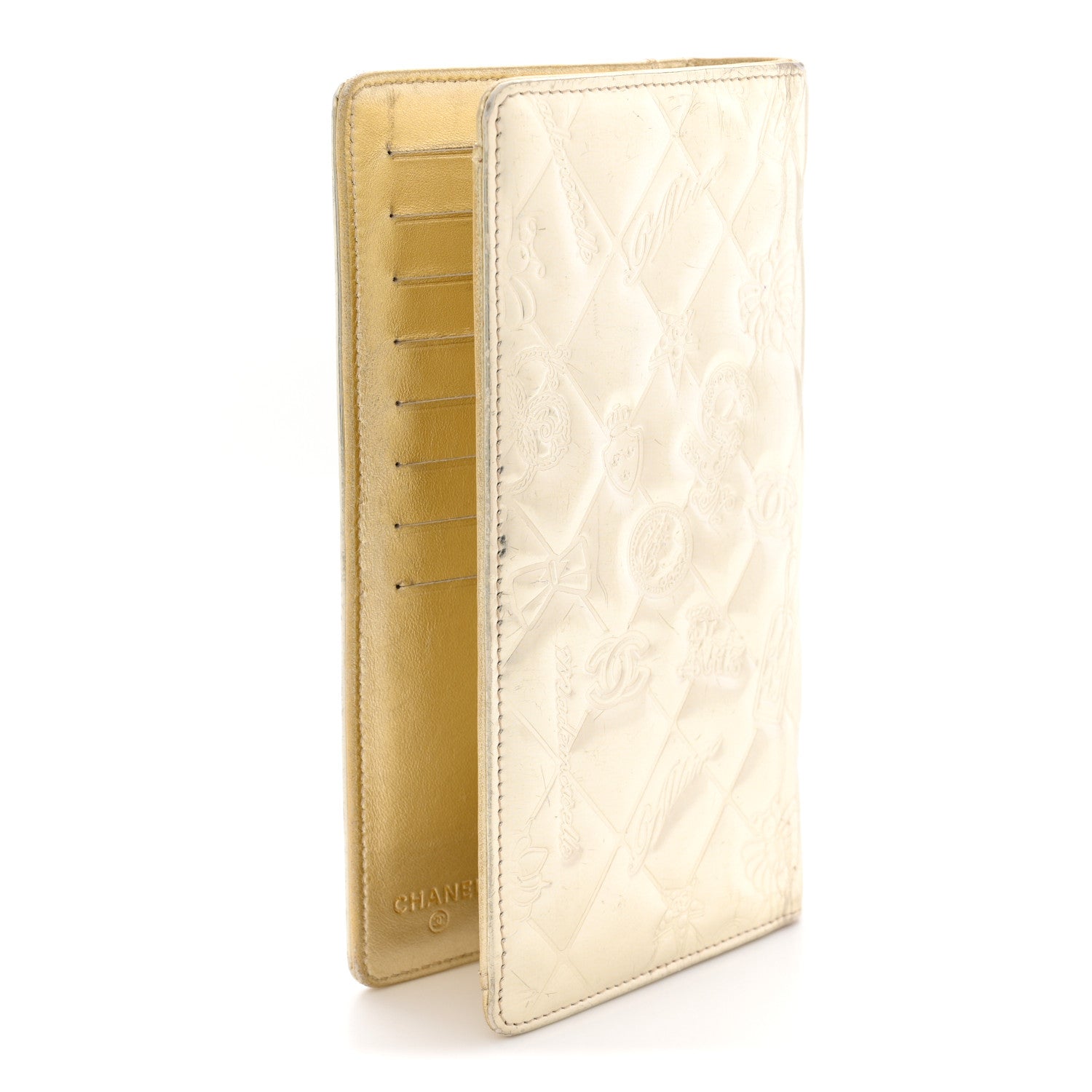 Chanel Metallic Patent Calfskin Quilted Lucky Symbols Yen Wallet
