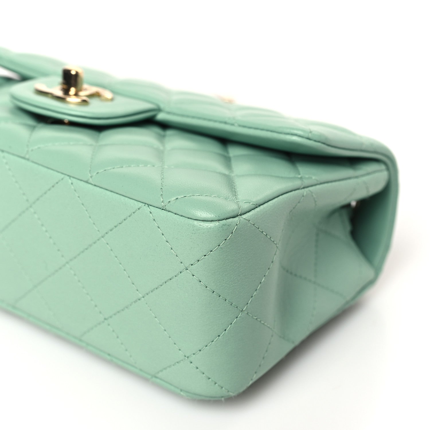 Chanel Lambskin Quilted Mini Rectangular Flap Light Green 9 of 9