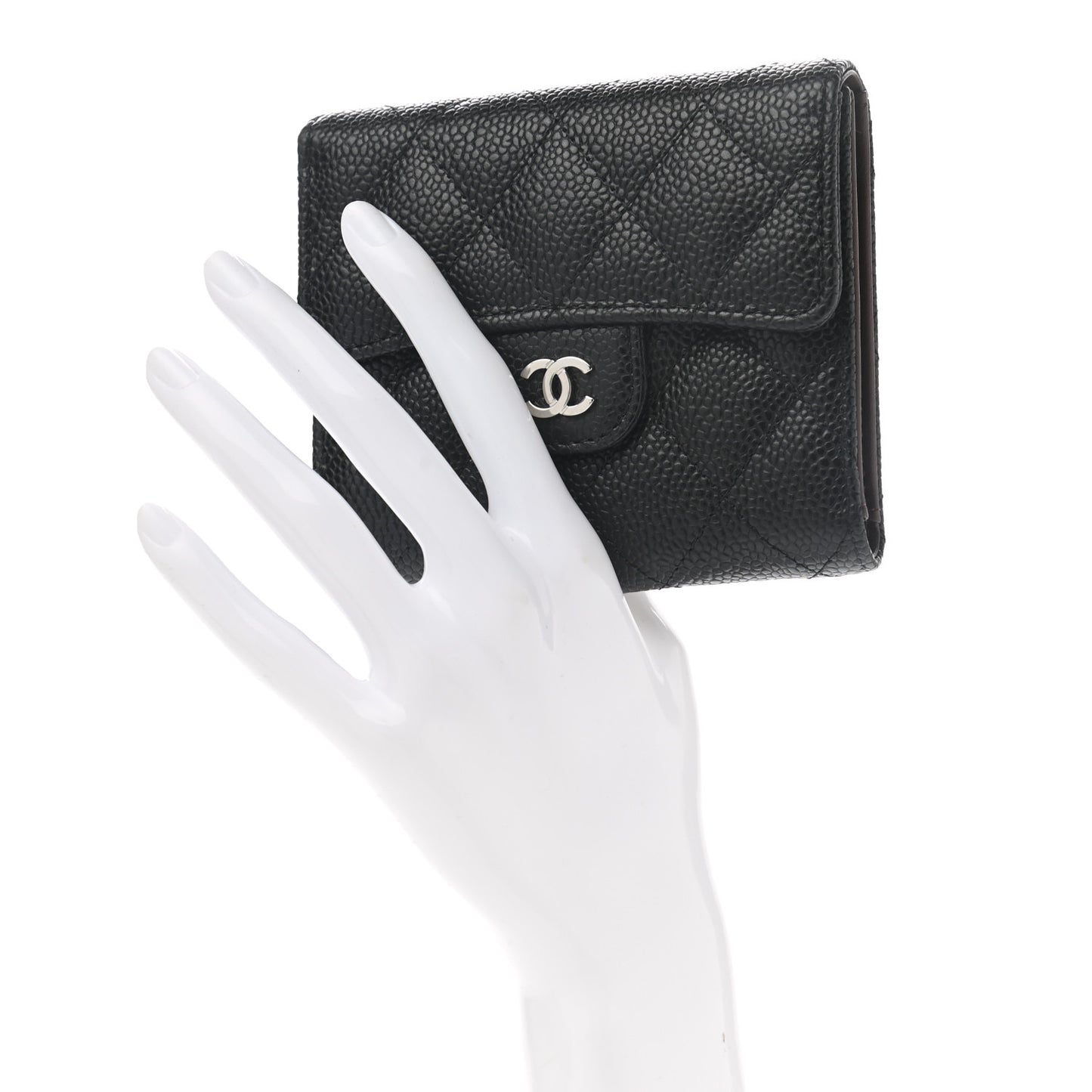 Caviar Quilted Small Flap Wallet Black