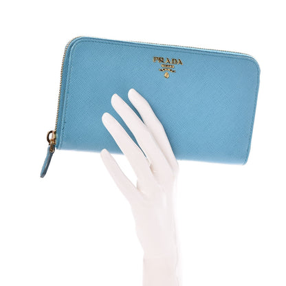 Prada Saffiano Metal Zip Around Wallet Voyage 2 of 9