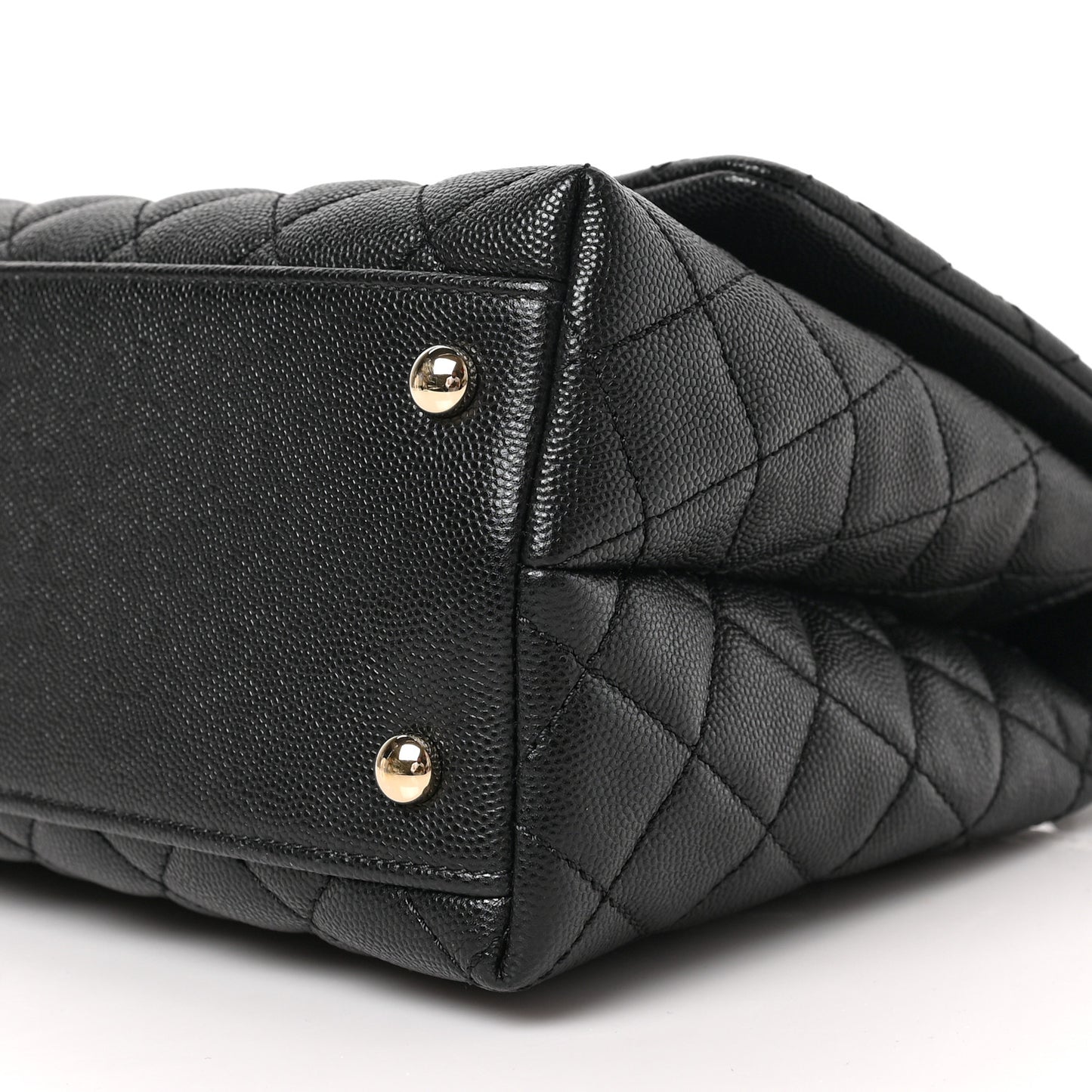 Caviar Quilted Small Coco Handle Flap Black