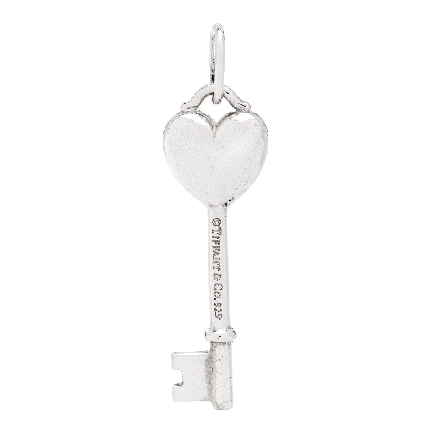 Tiffany Sterling Silver Diamond Heart Key Pendant 3 of 4