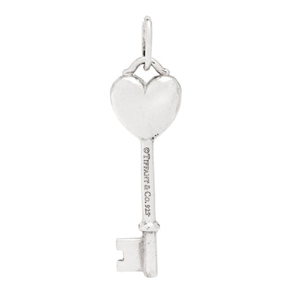 Tiffany Sterling Silver Diamond Heart Key Pendant 3 of 4
