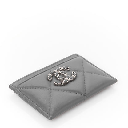 Chanel Lambskin Quilted Chanel 19 Card Holder Dark Grey 4 of 9