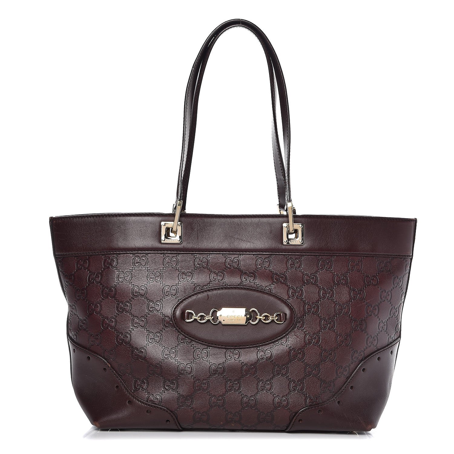 Gucci Guccissima Large Punch Tote Chocolate Brown 1 of 11