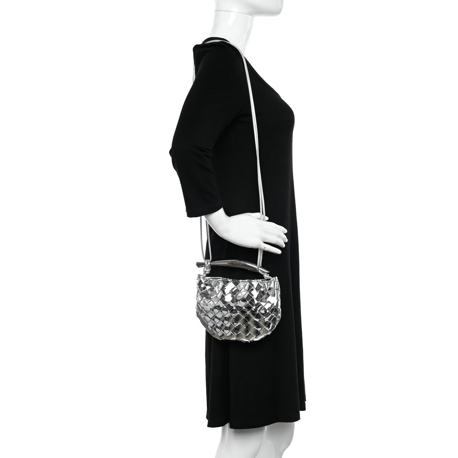 Bottega Veneta Mirror Laminated Nappa Intrecciato Mini Sardine Bag Silver 2 of 9