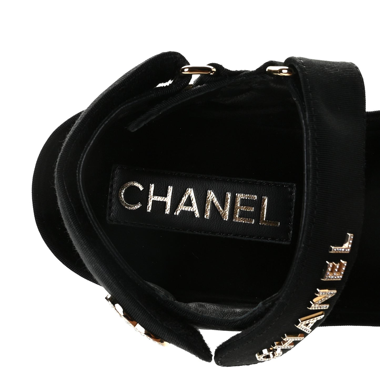 Grosgrain Crystal Logo Platform Sandals 36 Black