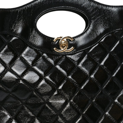 Chanel Shiny Crumpled Calfskin Quilted Large 31 Shopping Bag Black 8 of 10