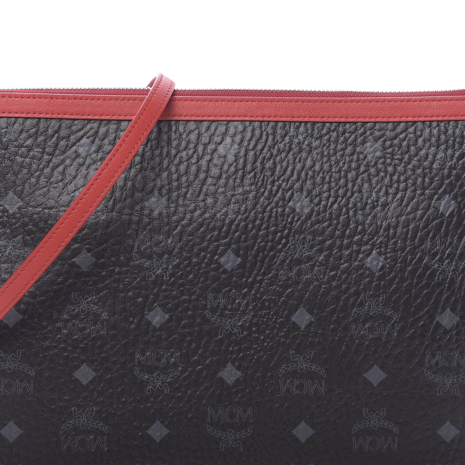 MCM Visetos Crossbody Pouch Black Red 9 of 9