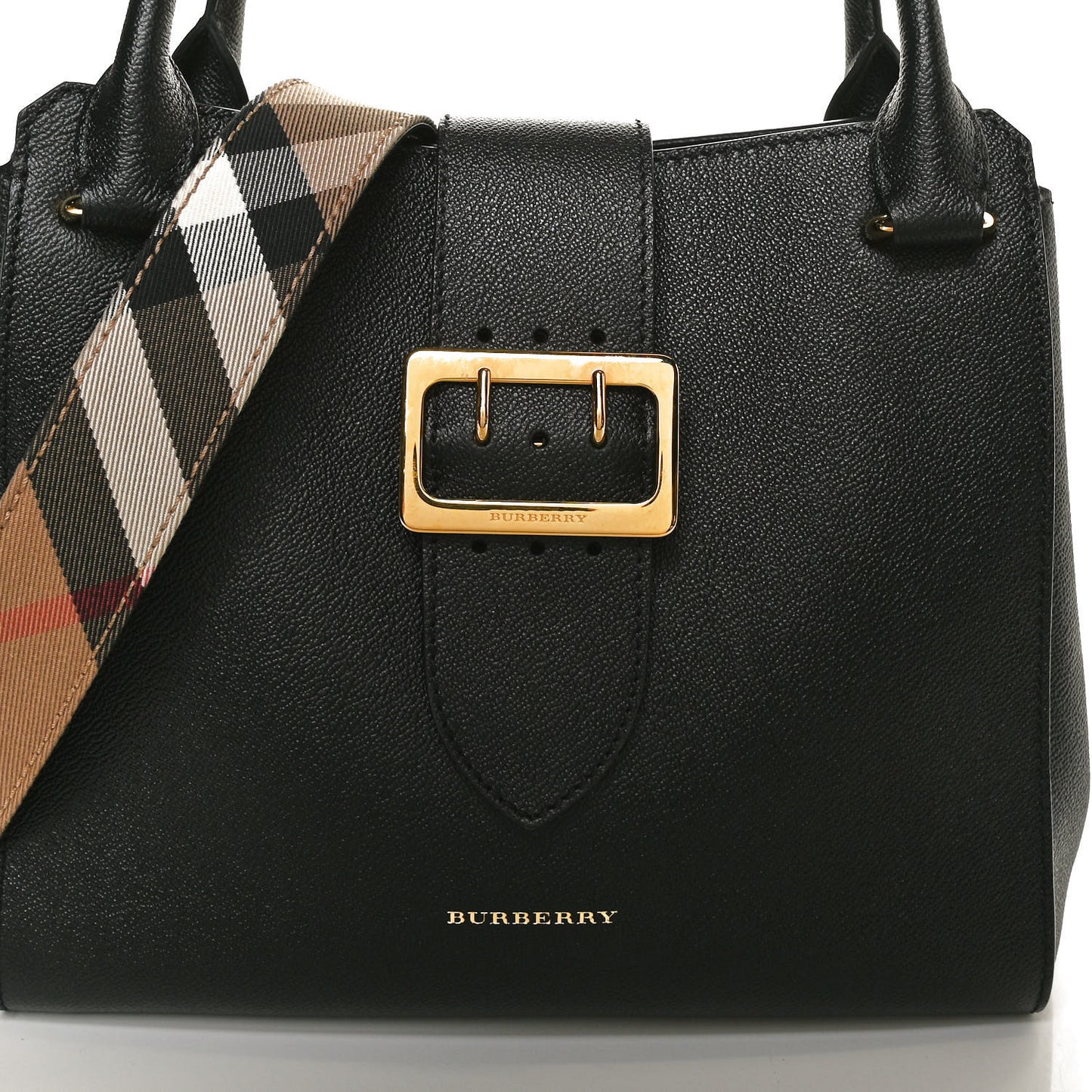Soft Grain Calfskin Medium Buckle Tote Black