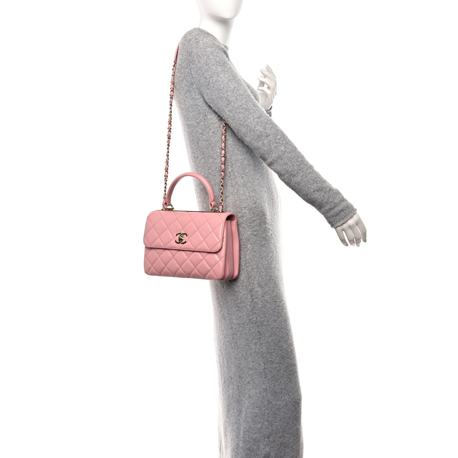 Chanel Lambskin Quilted Small Trendy CC Flap Dual Handle Bag Pink 2 of 12
