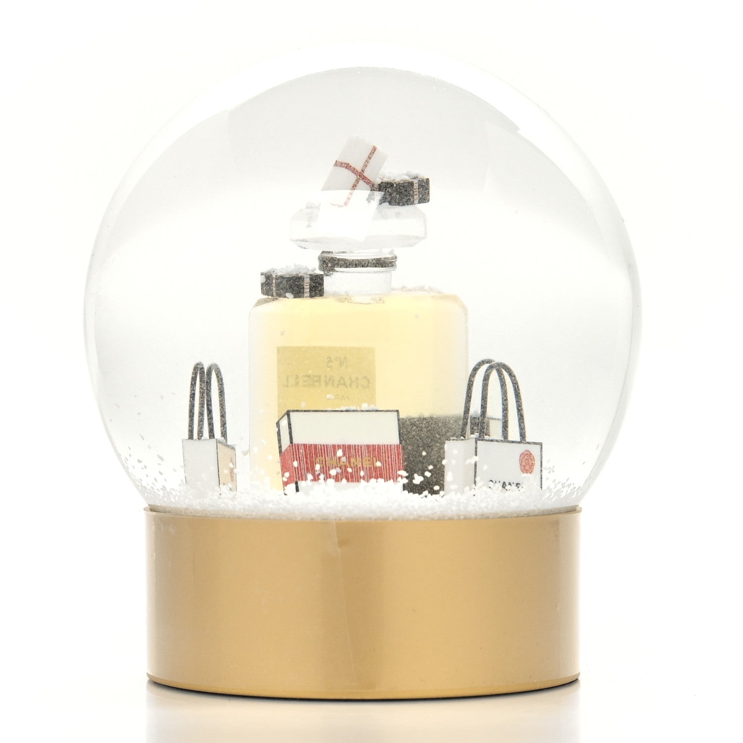 Chanel Glass N°5 Perfume Bottle Snow Globe Gold 3 of 9