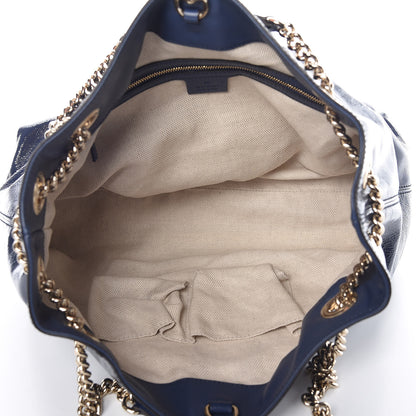 Gucci Patent Medium Soho Chain Shoulder Bag Uniform Blue 5 of 16