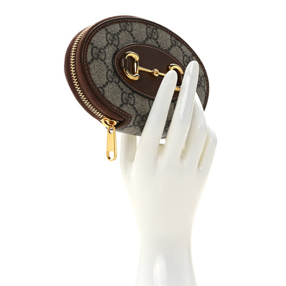 Gucci GG Supreme Monogram Azalea Calfskin Horsebit 1955 Coin Case Beige Ebony Brown Sugar 2 of 6