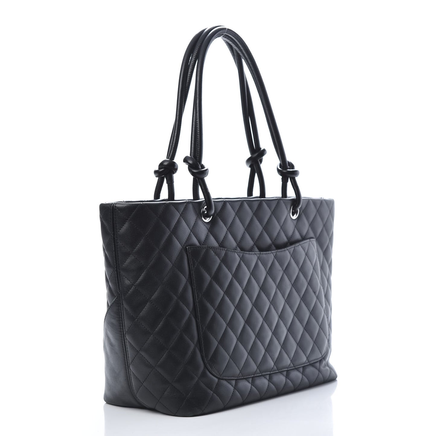 Calfskin Quilted Large Cambon Tote Black