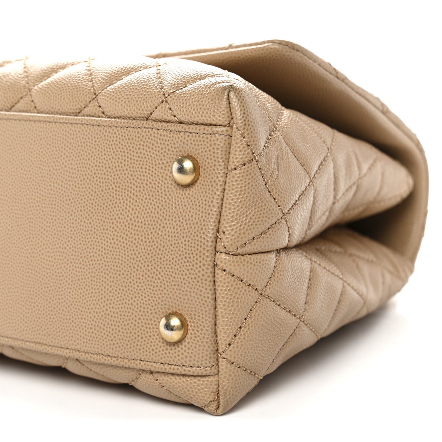 Caviar Quilted Small Coco Handle Flap Beige