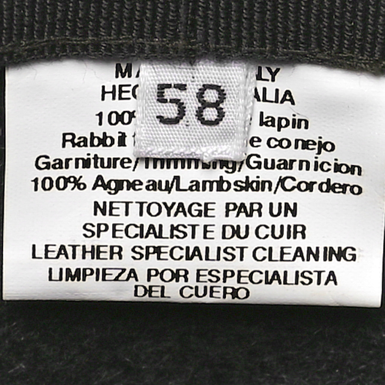 Hermes Rabbit Felt Lambskin Hat 58 Black 9 of 10